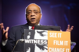 See it. Film it. Change it award recipient Mo Ibrahim addresses the audience